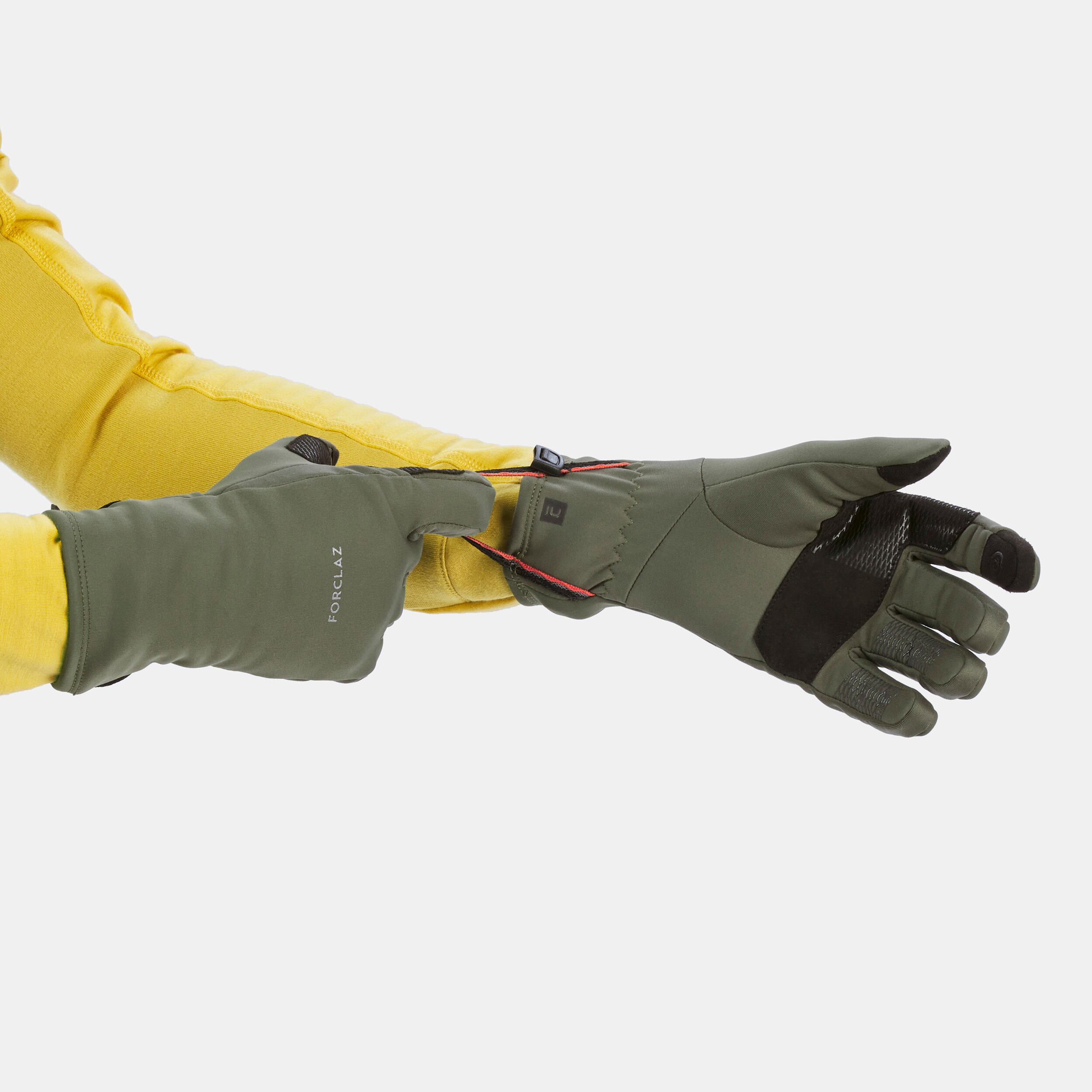 Adult mountain trekking tactile stretch gloves - MT500 khaki 4/8