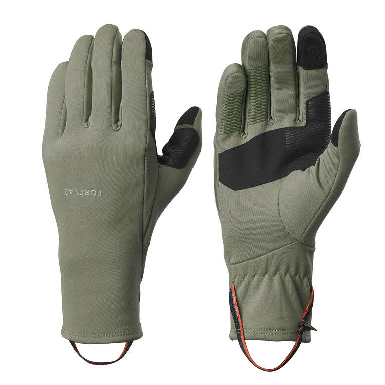 Adult mountain trekking tactile stretch gloves - MT500 khaki