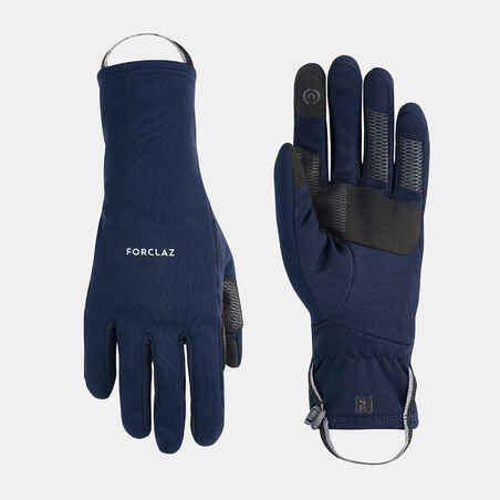 Adult mountain trekking tactile stretch gloves - MT500 navy blue