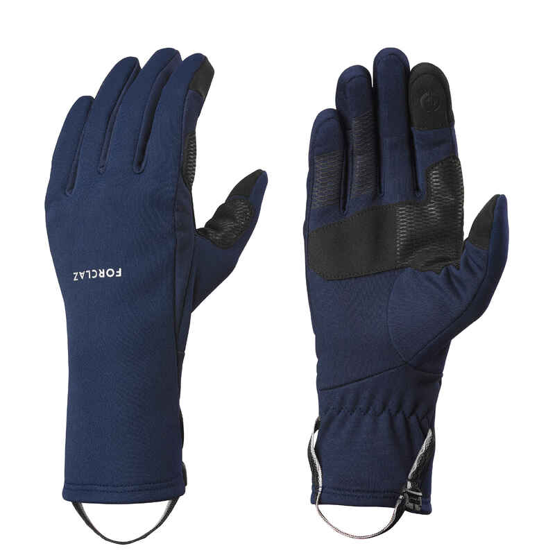 Adult mountain trekking tactile stretch gloves - MT500 navy blue