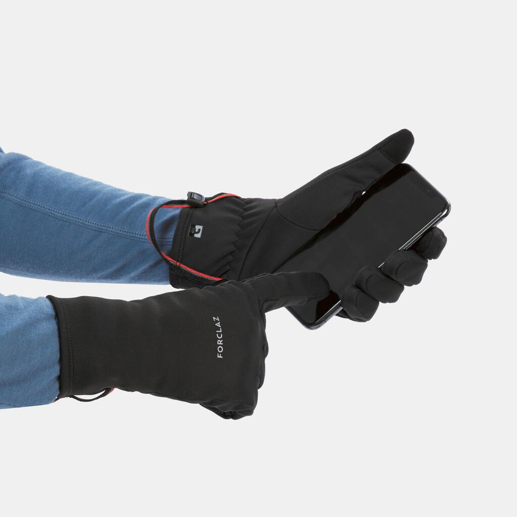 Strečové dotykové rukavice MT500 na horskú turistiku čierne