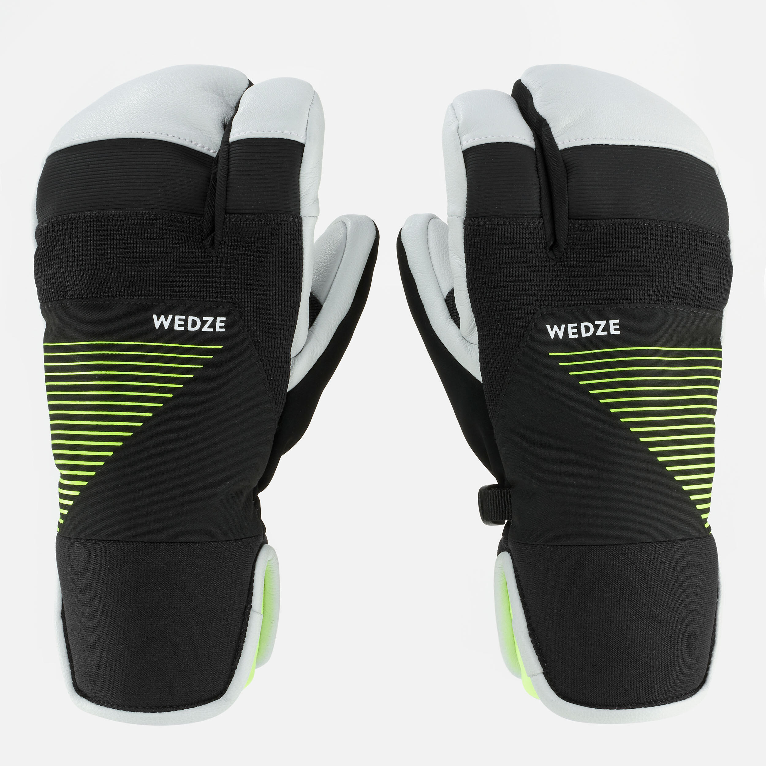 Kids' 3-Finger Warm Gloves - Ski 900 Black/White - WEDZE