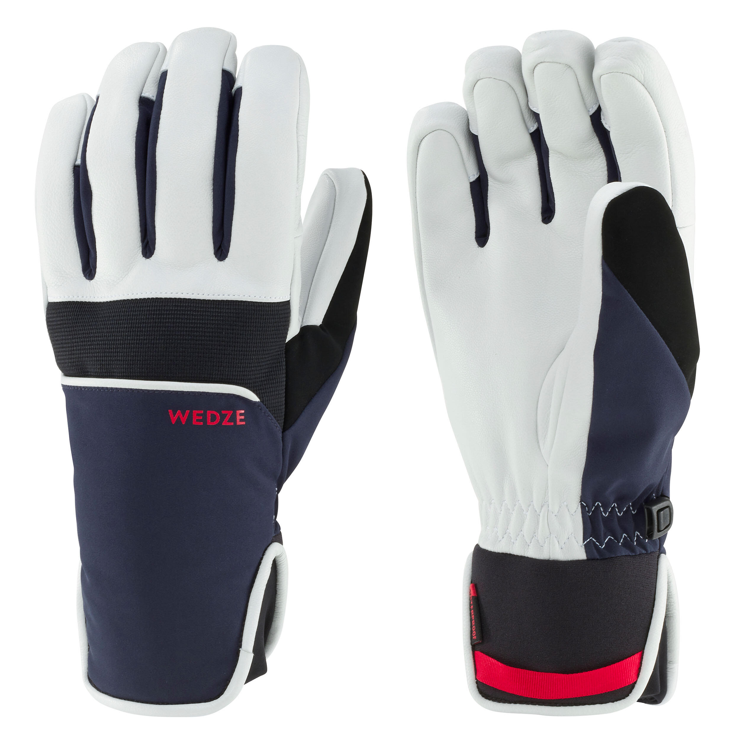 Adult soft skiing gloves, 500 Sport - Blue and White 2/7