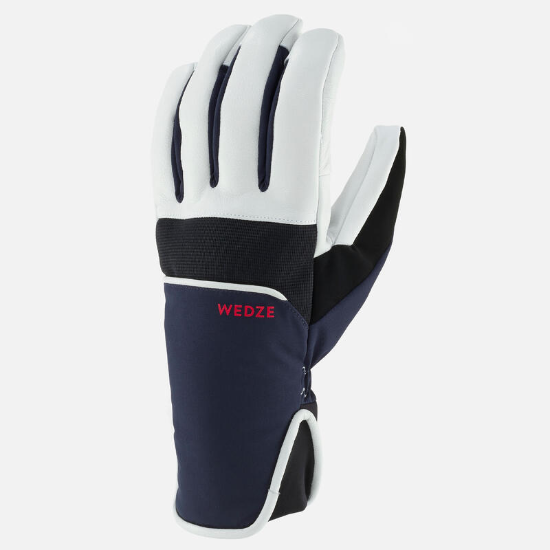 Gants de ski adulte, 550 bleu marine et blanc