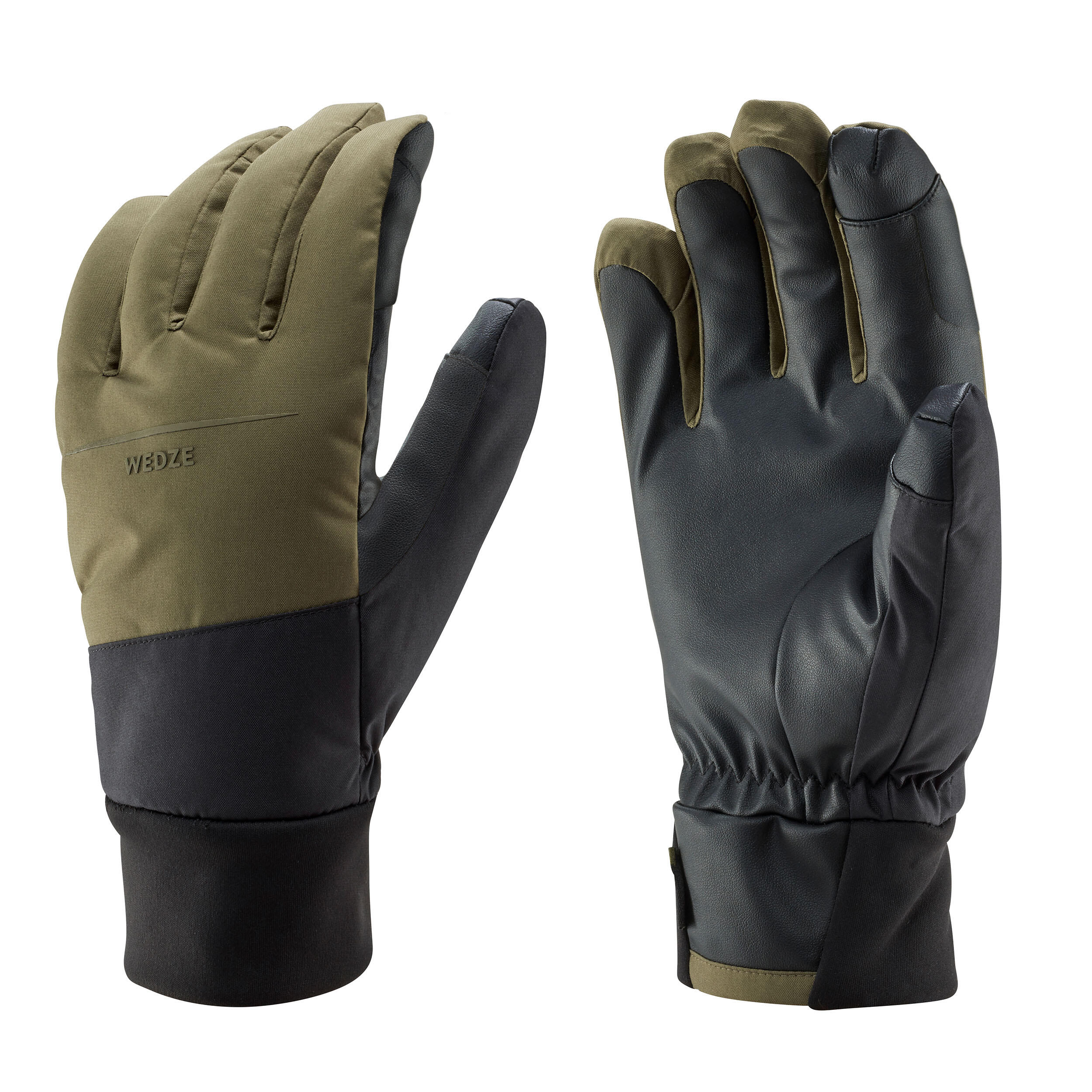 ADULT SKI 100 GLOVES - LIGHT - KHAKI / BLACK 7/7