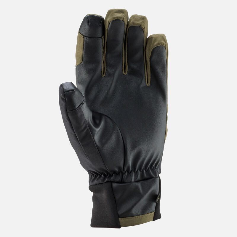 Gants de ski adulte, 100 LIGHT kaki et noir