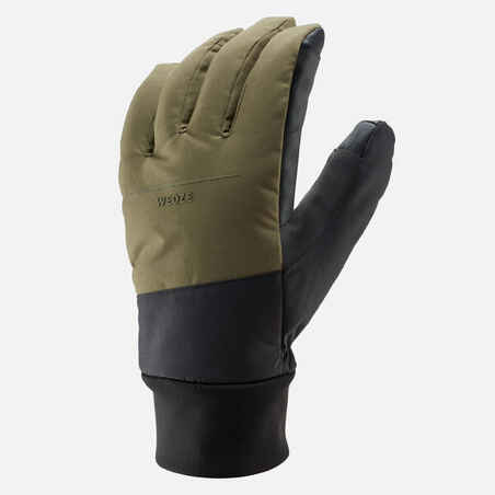 ADULT SKI 100 GLOVES - LIGHT - KHAKI / BLACK