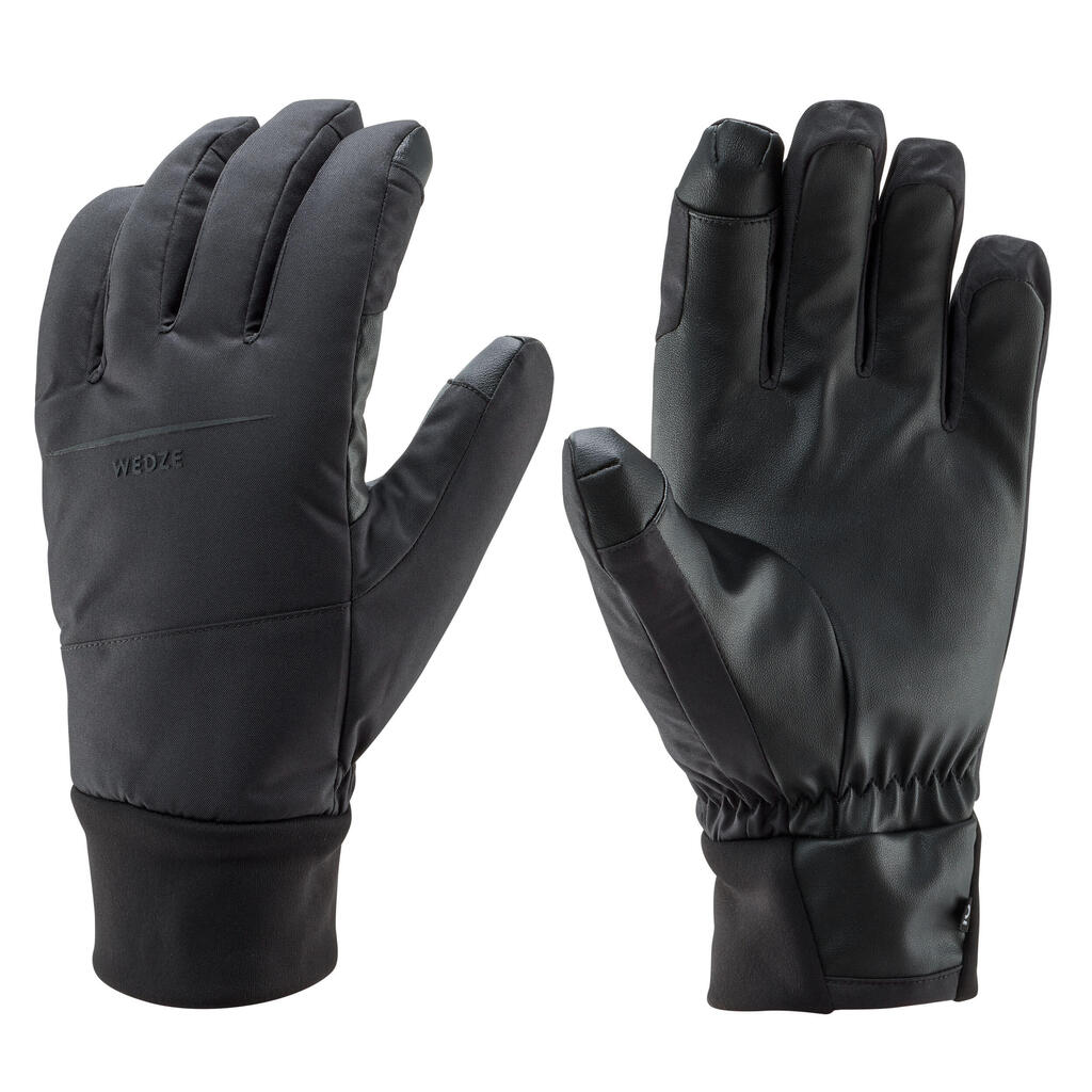 Adult ski gloves 100 - LIGHT Pearl Grey / Black