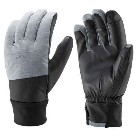 Adult Ski Gloves 100 - Pearl Grey and Black
