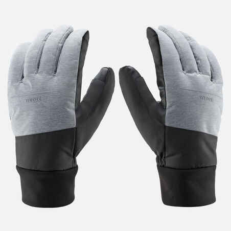 Adult Ski Gloves 100 - Pearl Grey and Black