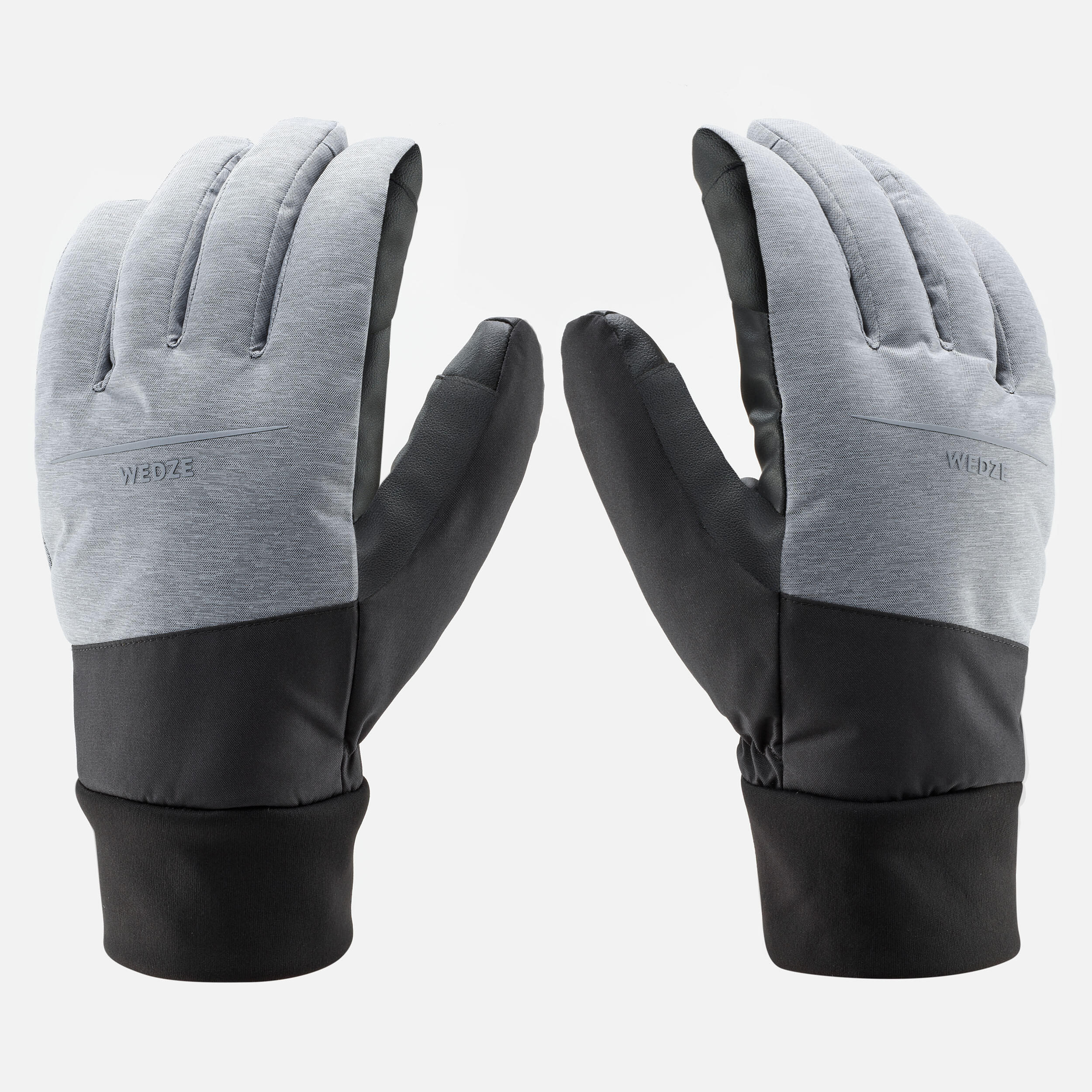 ADULT SKI 100 GLOVES - LIGHT - PEARL GREY / BLACK 6/7