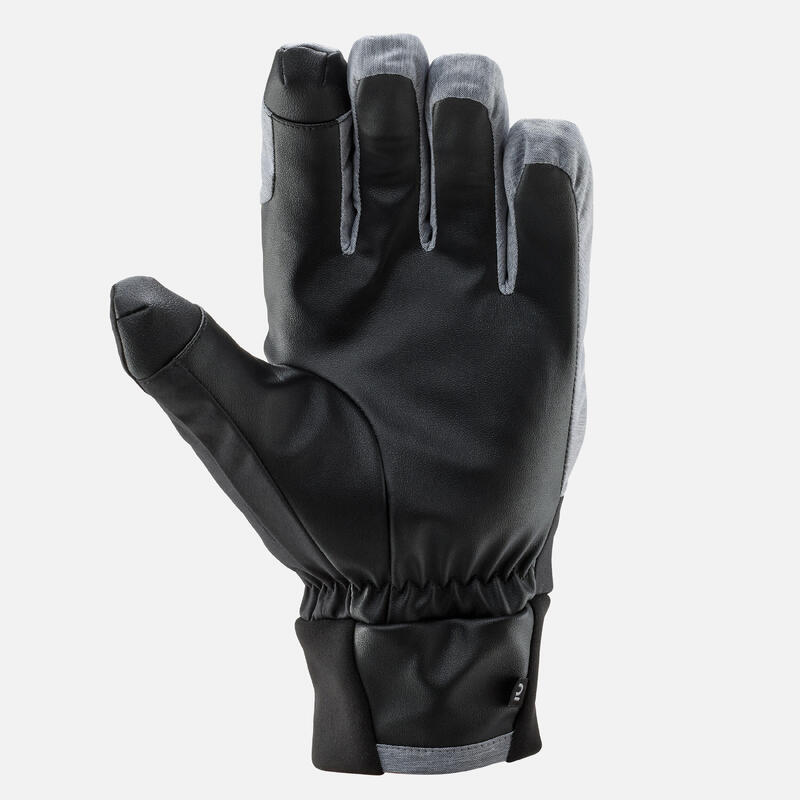 Gants de ski adulte, 100 LIGHT gris perle et noir