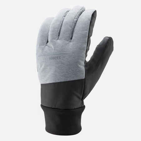 Adult Ski Gloves 100 - Pearl Grey and Black