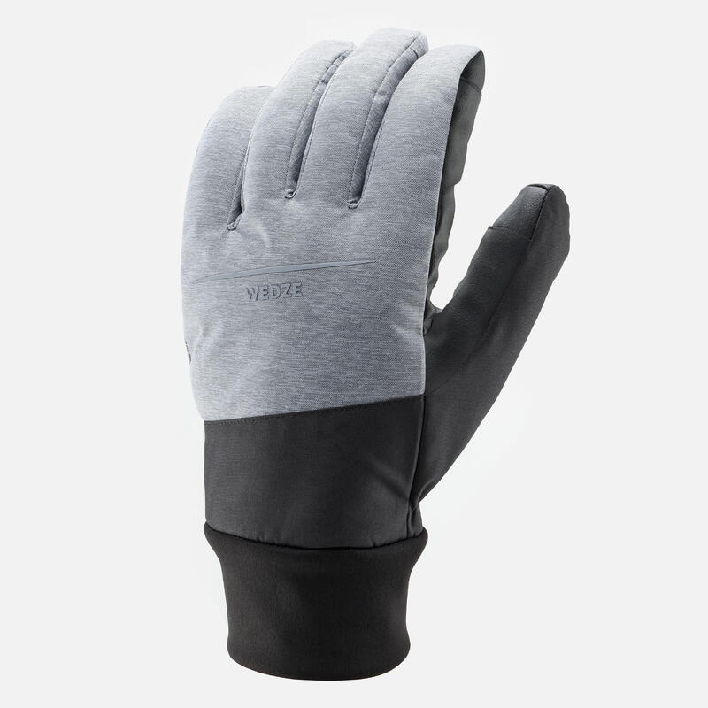 Gants de ski adulte, 100 LIGHT gris perle et noir