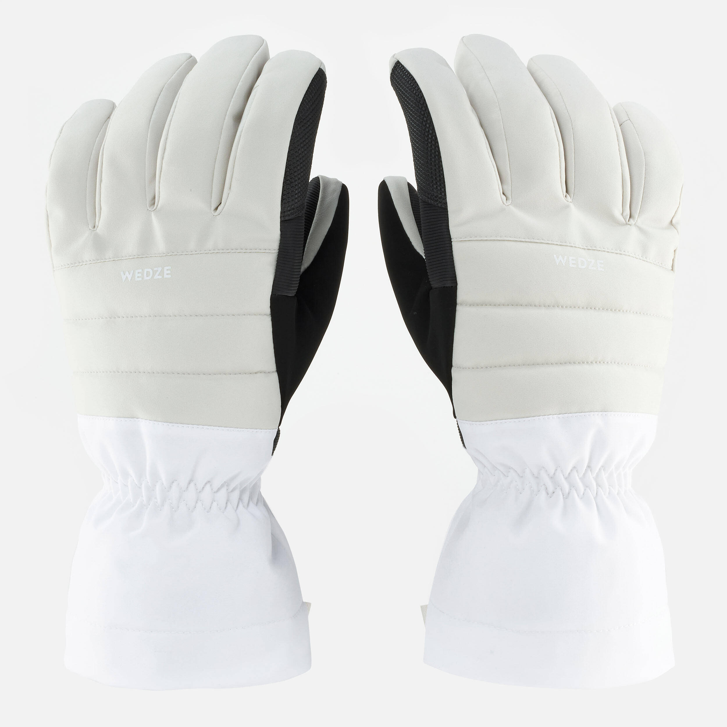 Winter Gloves for Skiing 500 - BEIGE AND WHITE -  1