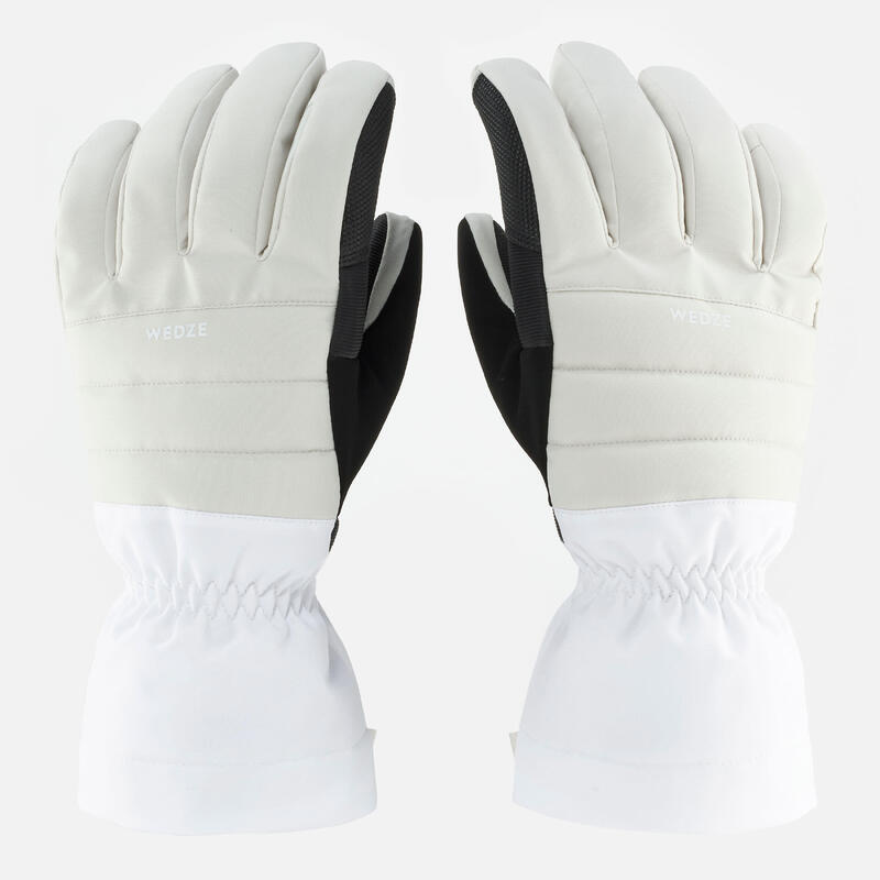 Lyžařské rukavice 500 béžovo-bílé