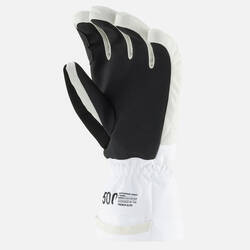 ADULT SKI GLOVES 500 - BEIGE AND WHITE