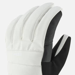 ADULT SKI GLOVES 500 - BEIGE AND WHITE