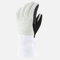 ADULT SKI GLOVES 500 - BEIGE AND WHITE