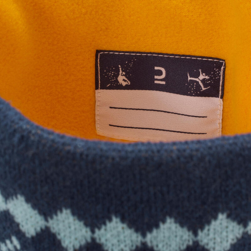 Bonnet bébé et tour de cou de ski / luge - WARM bleu marine et jaune