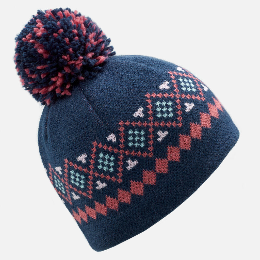 Baby ski/sledge hat and neck warmer - WARM navy blue and pink