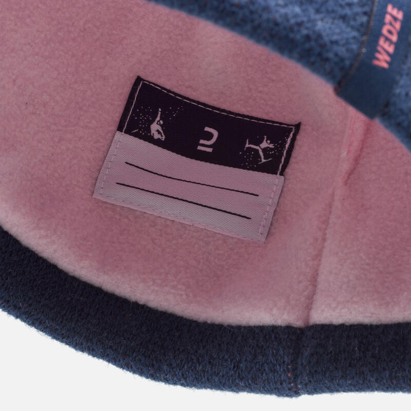 Bonnet bébé et tour de cou de ski / luge - WARM bleu marine et rose