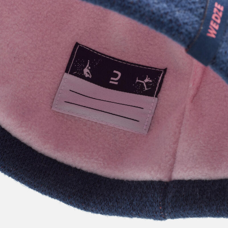 Muts en nekwarmer voor skiën en sleeën peuter WARM marineblauw/roze