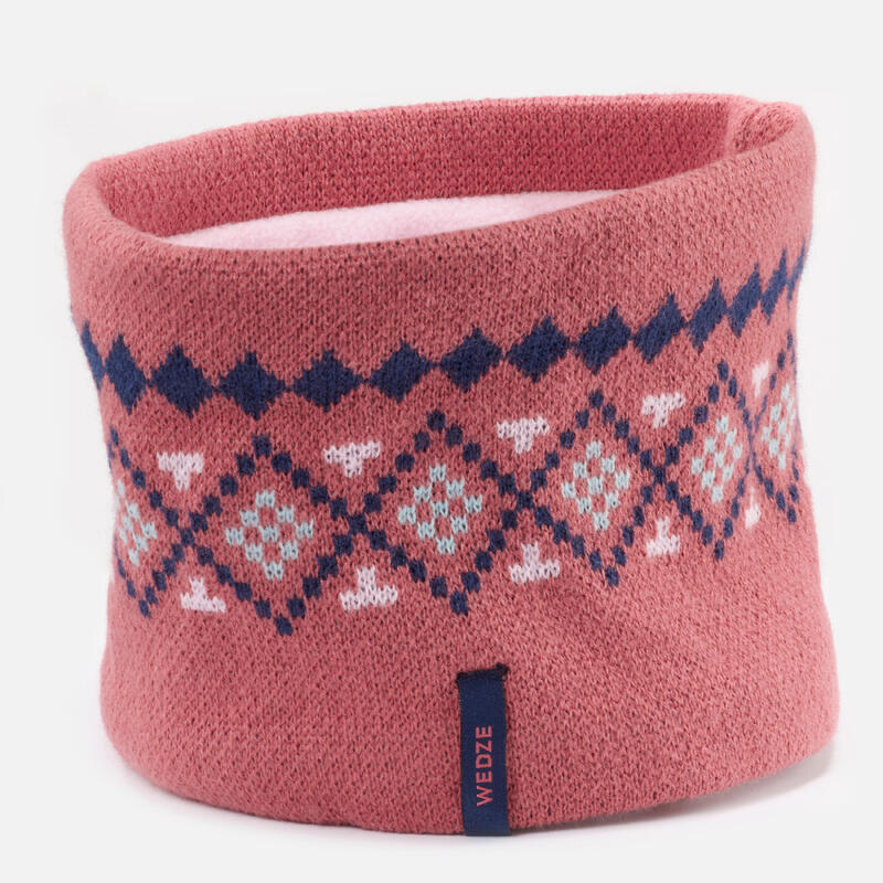 Gorro e gola de pescoço de bebé de ski / trenó - WARM azul marinho e rosa