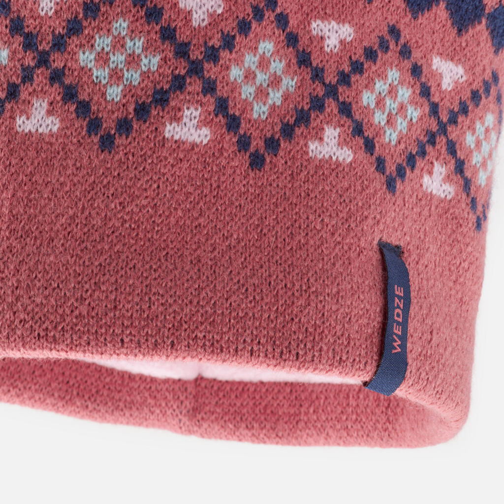 Baby ski/sledge hat and neck warmer - WARM navy blue and pink