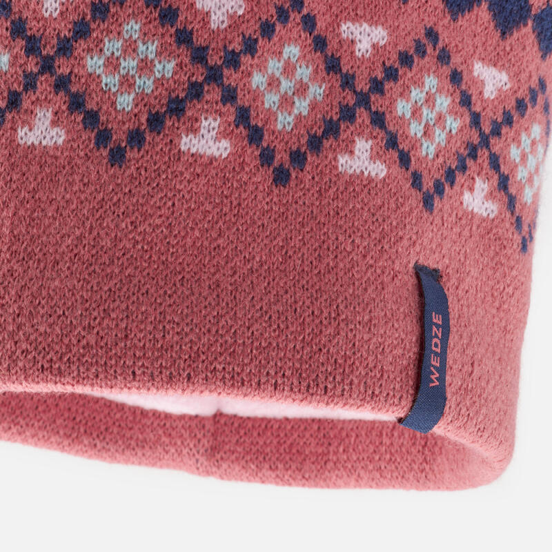 Bonnet bébé et tour de cou de ski / luge - WARM bleu marine et rose