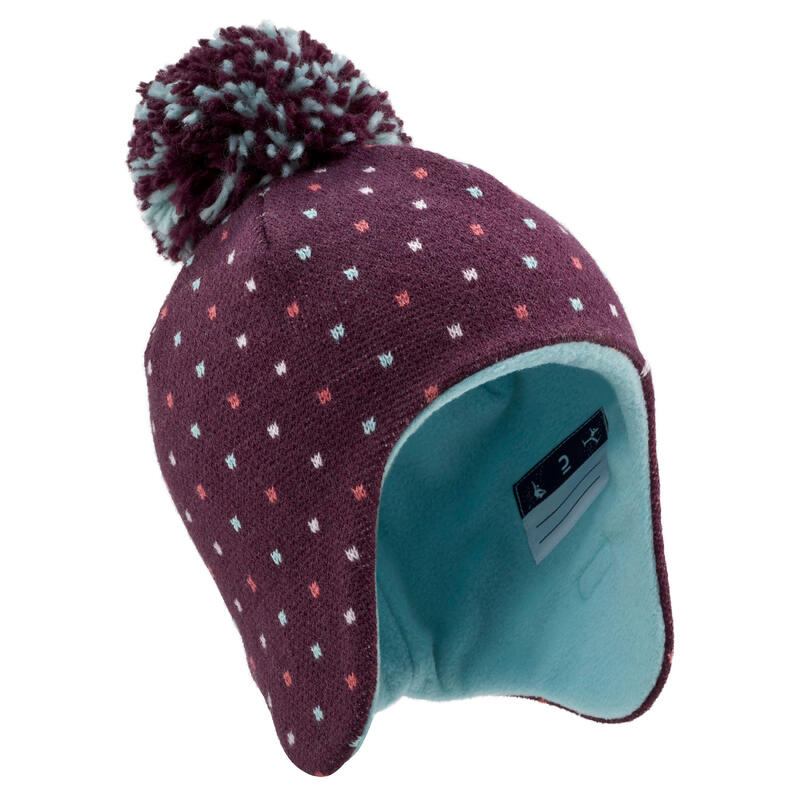 Gorro de invierno peruano Bebé violeta y azul turquesa