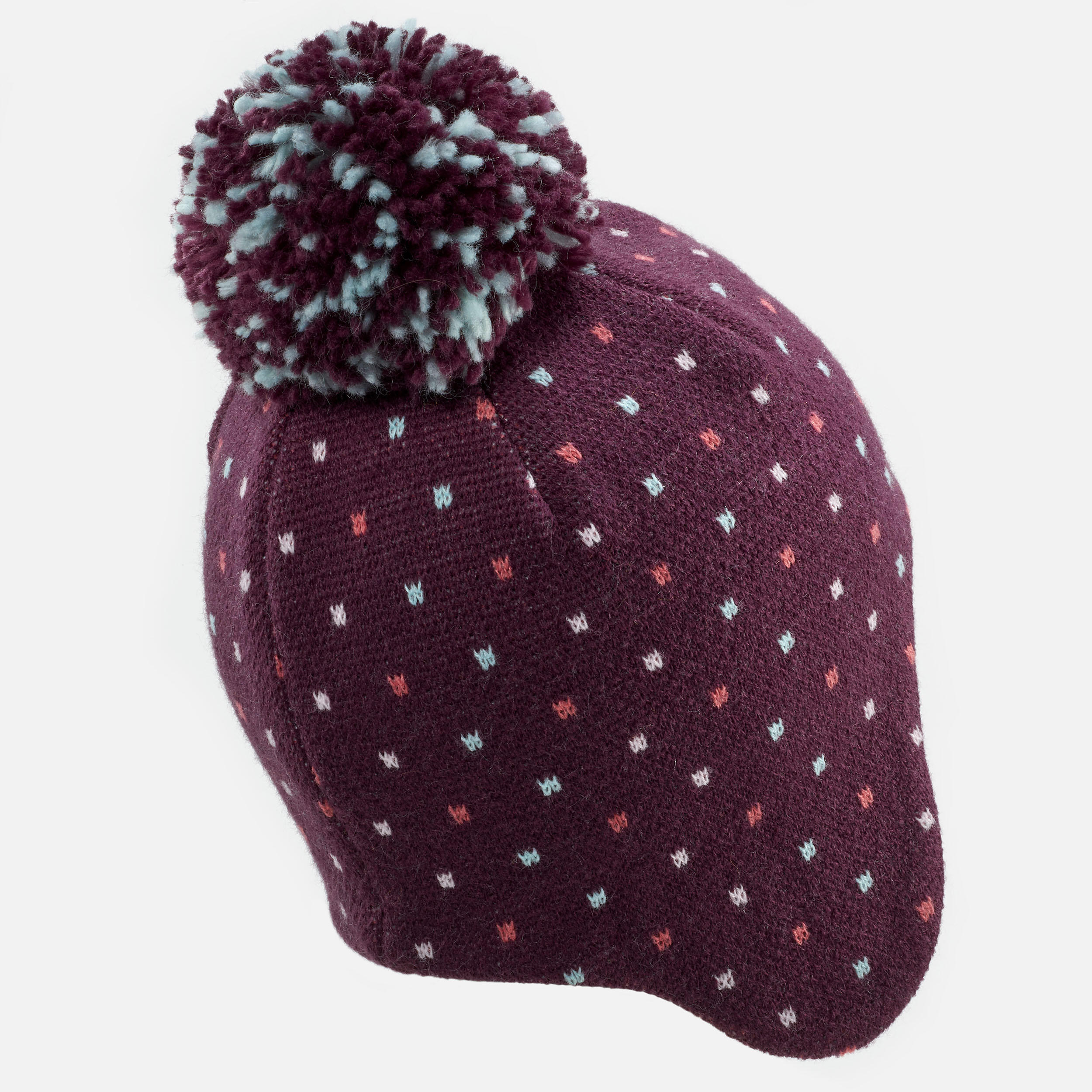 Bonnet bébé péruvien de ski / luge - SIMPLE WARM violet et turquoise 5/11