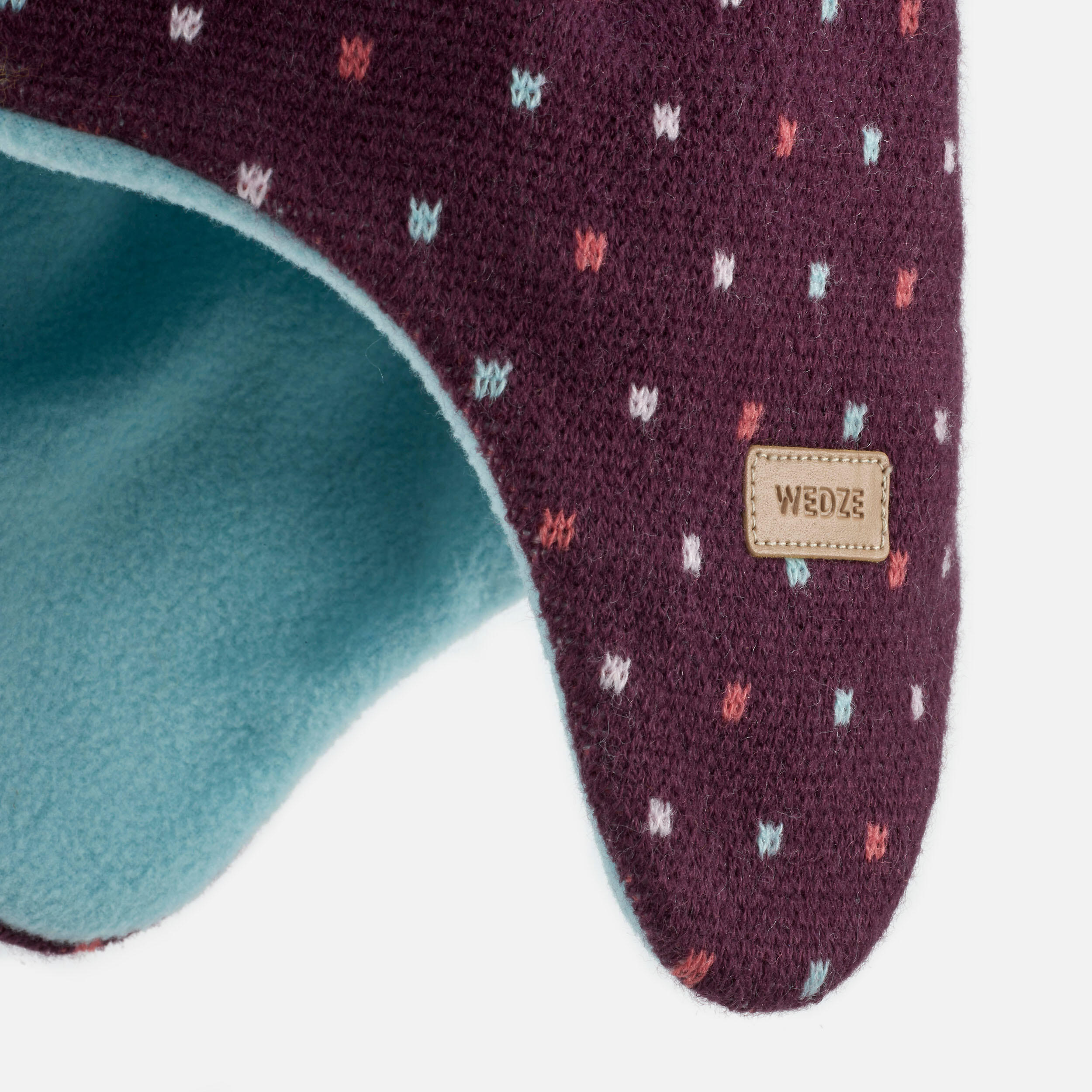 Bonnet bébé péruvien de ski / luge - SIMPLE WARM violet et turquoise 6/11