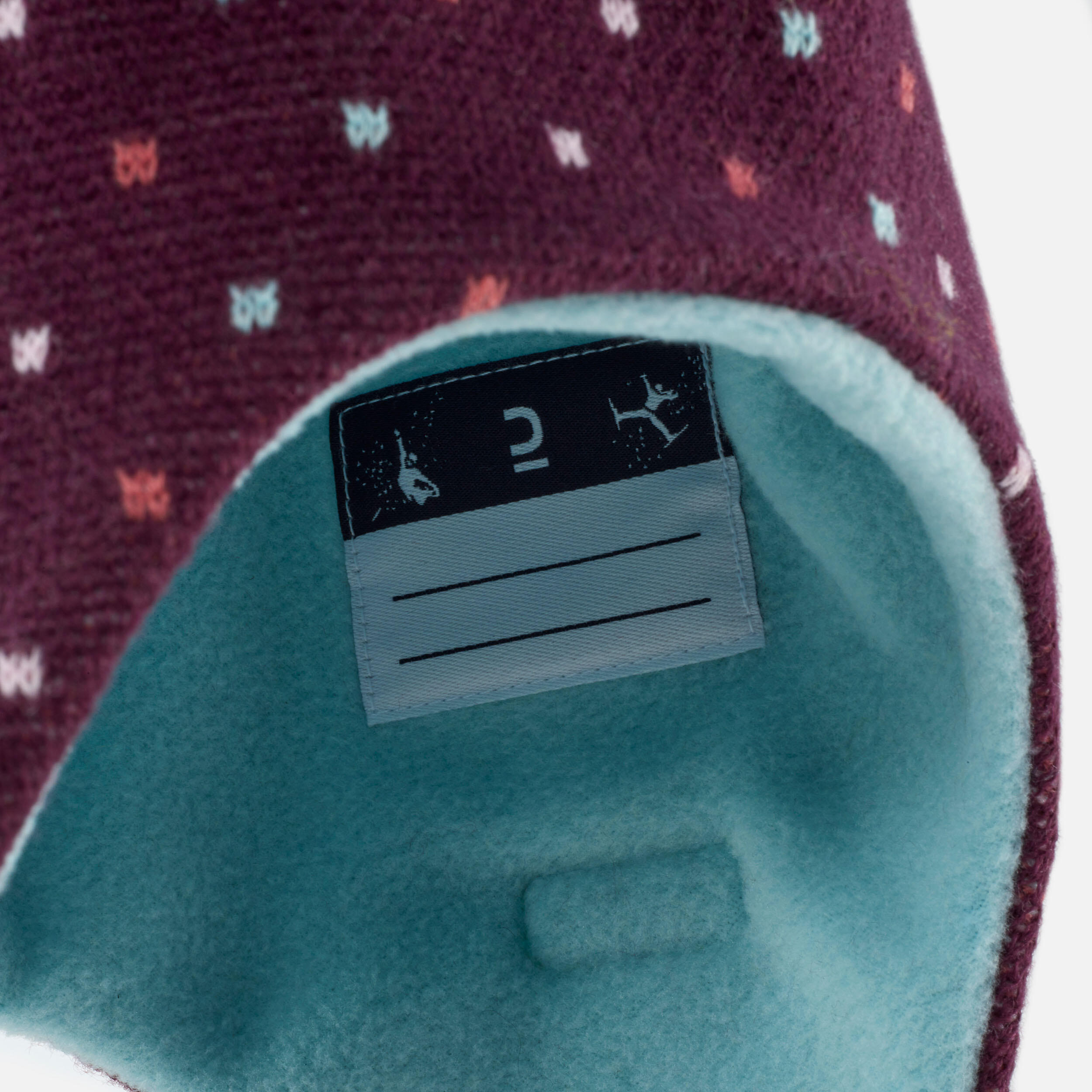 Bonnet bébé péruvien de ski / luge - SIMPLE WARM violet et turquoise 7/11