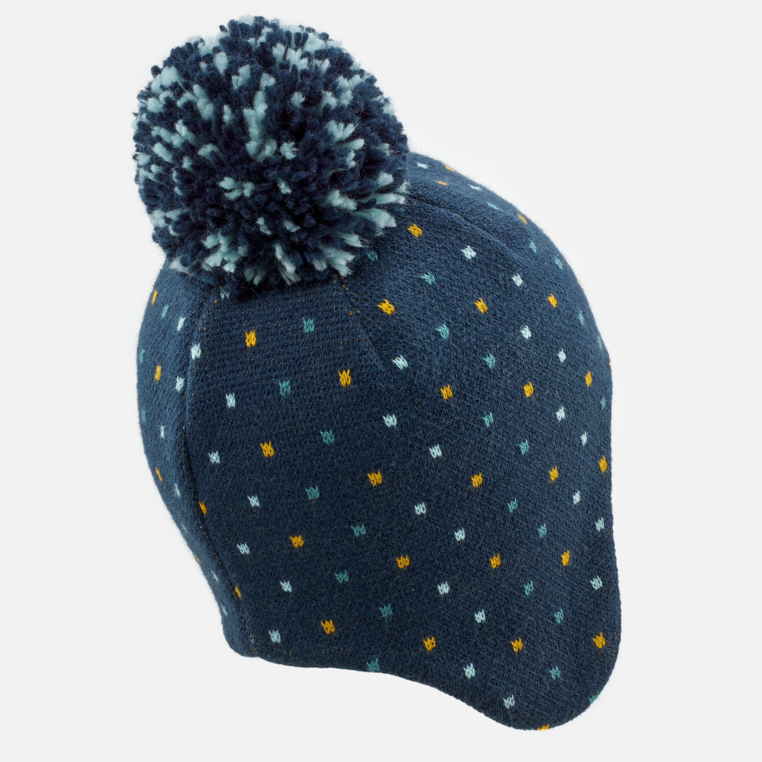 Baby Peruvian ski/sledge hat - SIMPLE WARM navy blue and turquoise 6/8