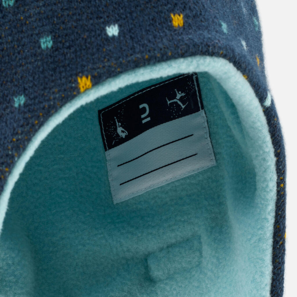 Bonnet bébé péruvien de ski / luge - SIMPLE WARM bleu marine et turquoise
