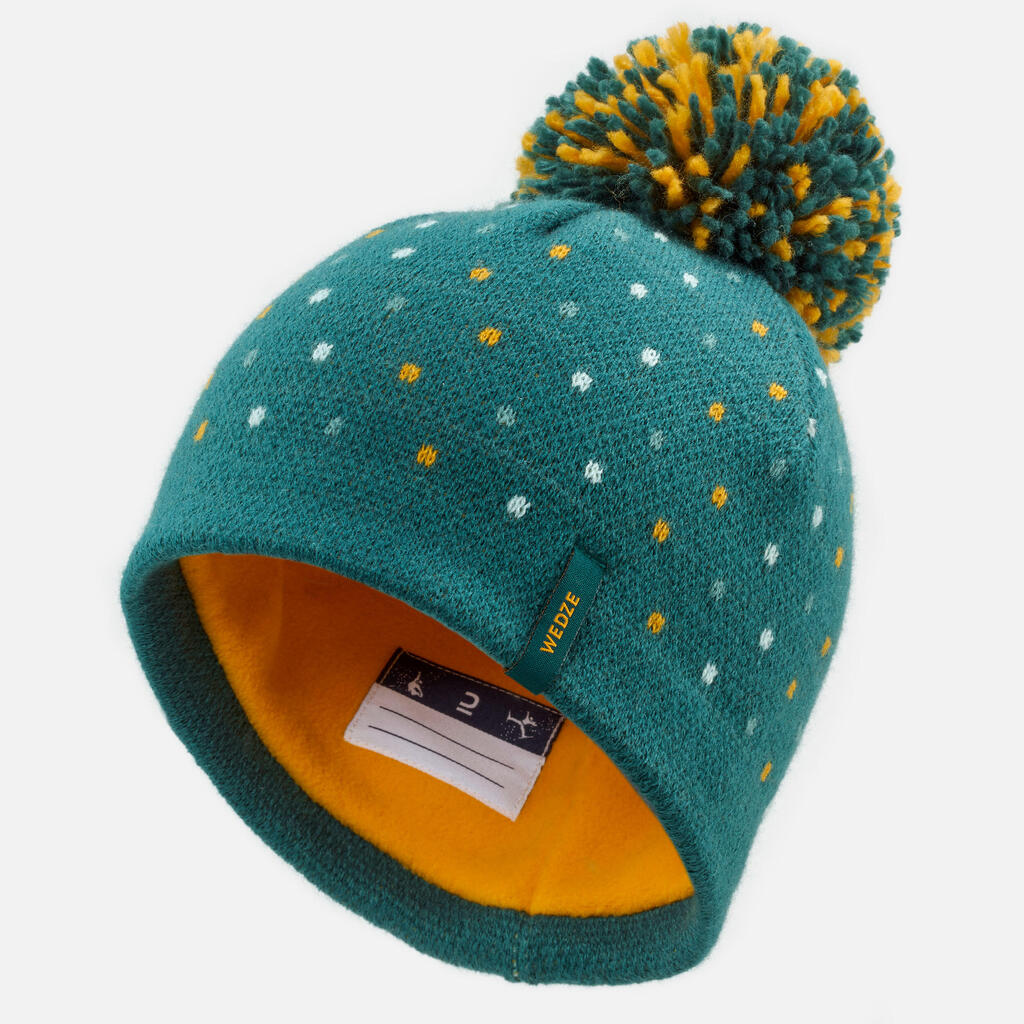 Baby Ski/Sledge Hat and Snood - WARM Green Spots