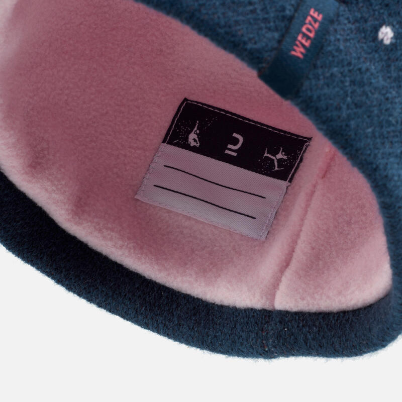 Skimütze und Schal Baby gepunktet marineblau/rosa