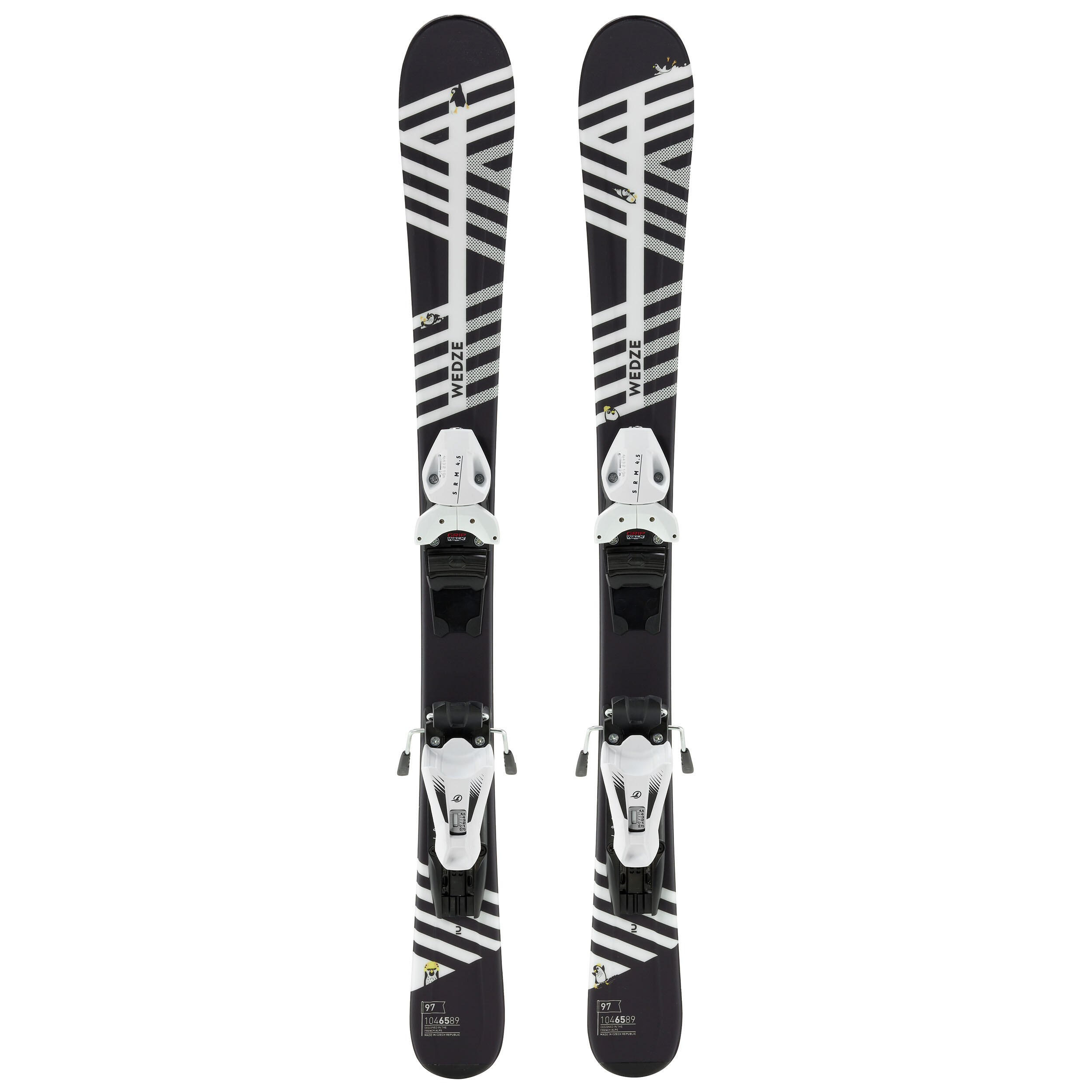 Skis alpin avec fixation enfant - Boost 500 noir/blanc - WEDZE