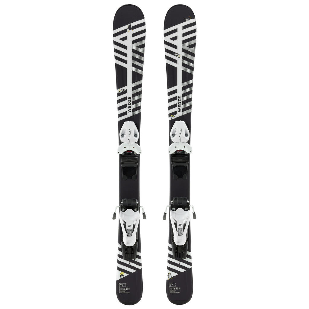 KIDS’ DOWNHILL SKI WITH BINDING - BOOST 500 KID Player - BLACK/WHITE