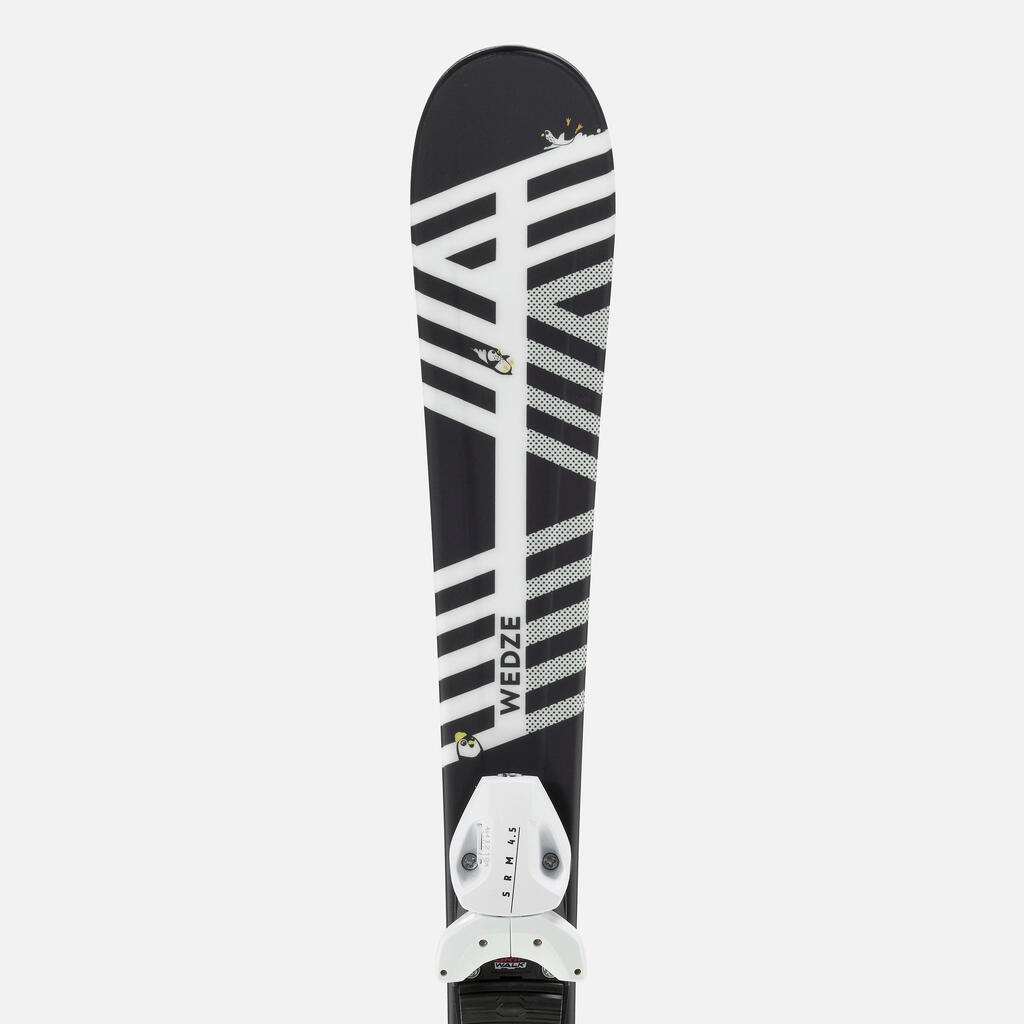 Detské zjazdové lyže Boost 500 Kid Player s viazaním čierno-biele
