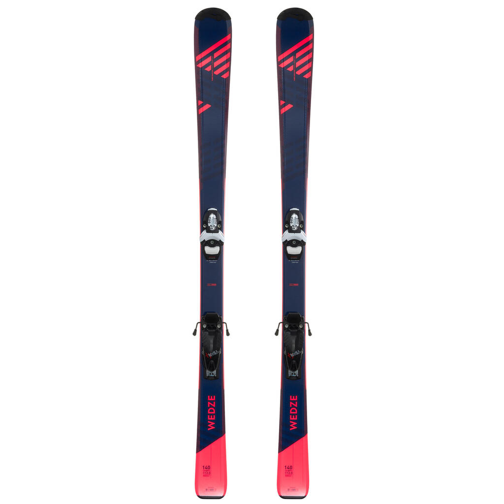 KIDS’S DOWNHILL SKIS WITH BINDING - BOOST 500 - WHITE/YELLOW