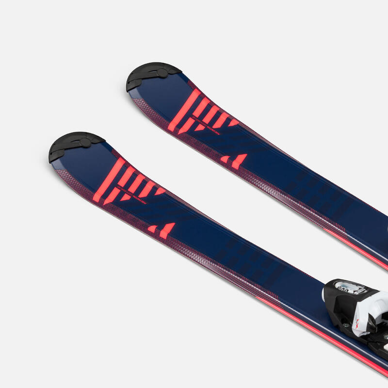 兒童下坡滑雪板附固定器－藍色／粉色