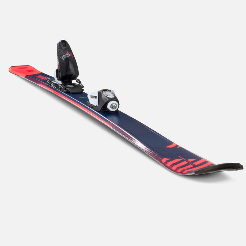 兒童下坡滑雪板附固定器－藍色／粉色
