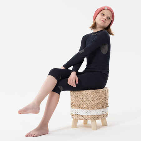 Kids’ seamless ski base layer top - BL 900 i-Soft - Navy