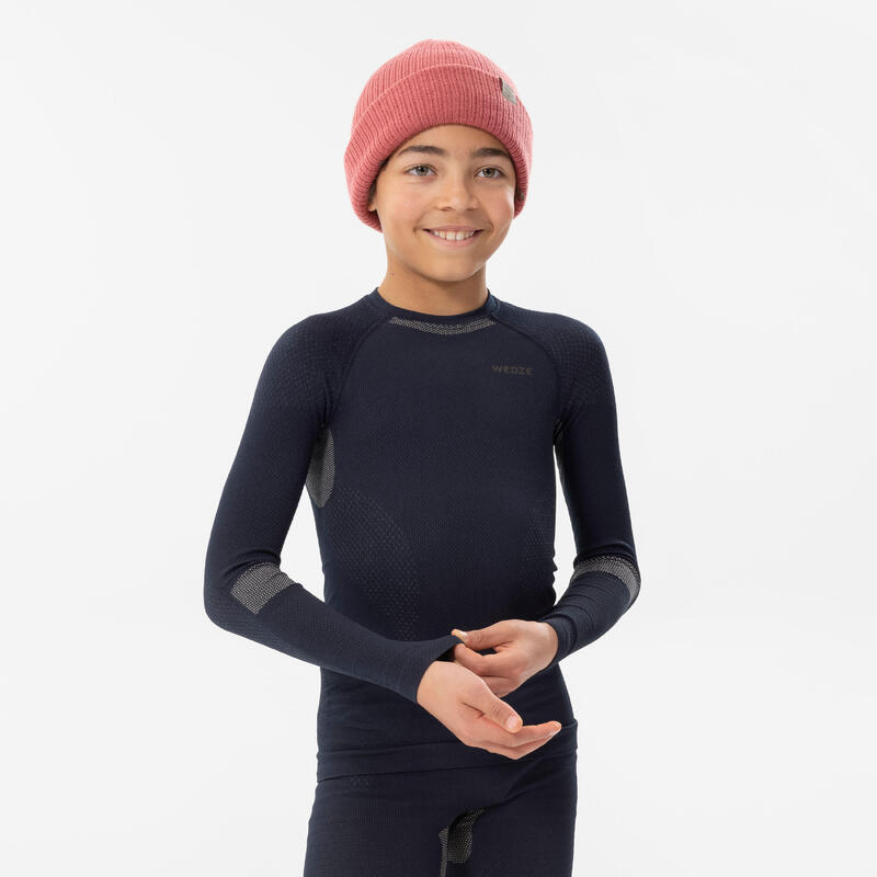 Thermoshirt voor skiën voor kinderen BL 580 I-Soft seamless zandblauw