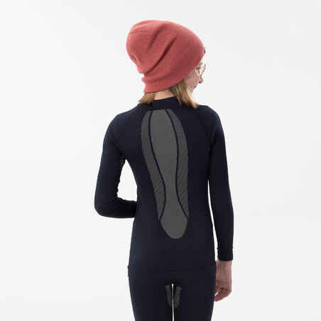 Kids’ seamless ski base layer top - BL 900 i-Soft - Navy