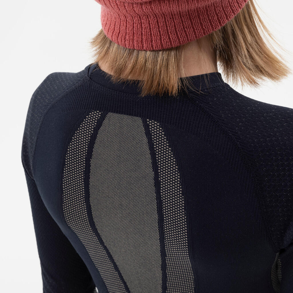 Kids’ seamless ski base layer I-Soft top - BL 900 - Navy / Beige