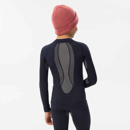 Kids’ seamless ski base layer top - BL 900 i-Soft - Navy