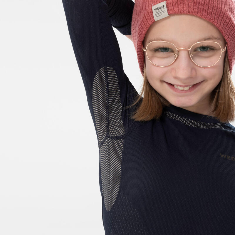 Sous-vêtement thermique de ski seamless enfant - bl 900 i.soft haut marine/beige